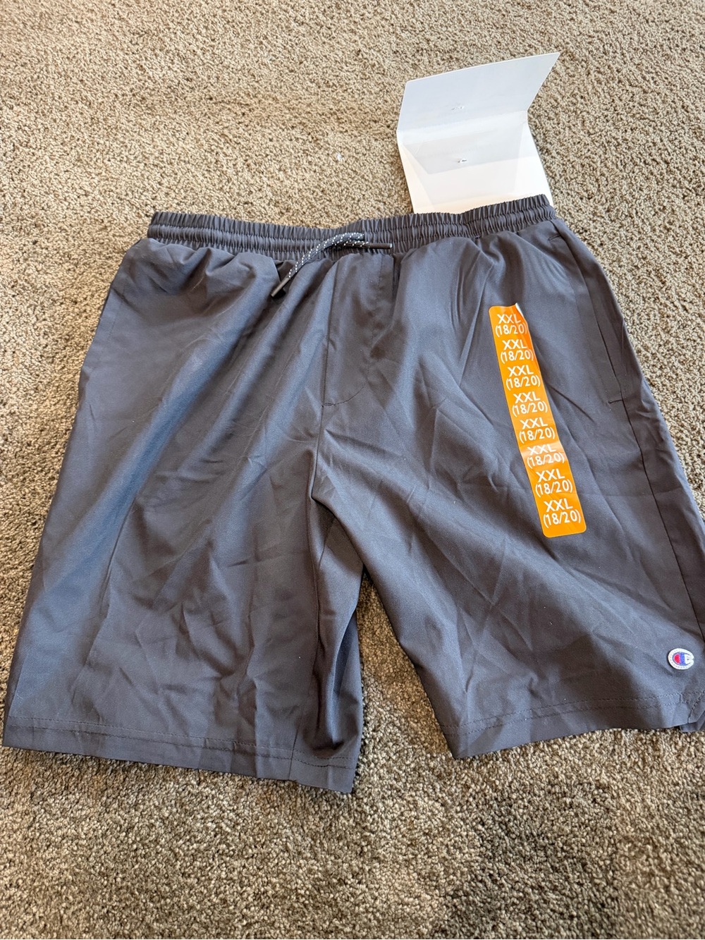 Champion boys black Athletic Shorts with Orange Detail Sz 18/20